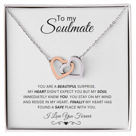 To My Soulmate - Interlocking Hearts Necklace