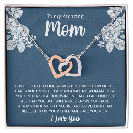 To My Amazing Mom - Interlocking Hearts Necklace