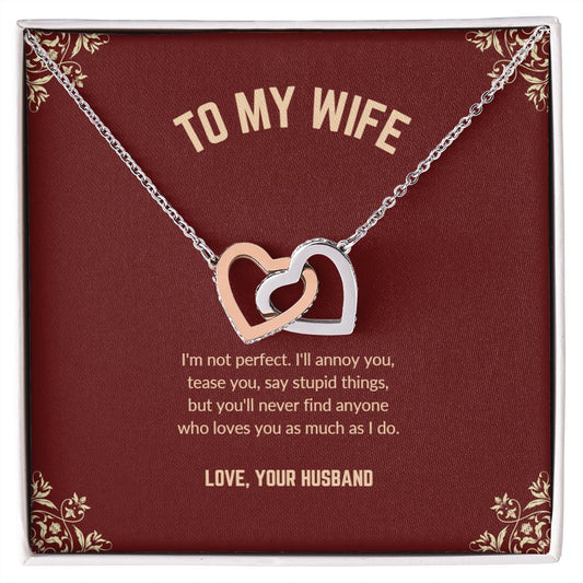 To My Wife - 3 Interlocking Hearts Necklace